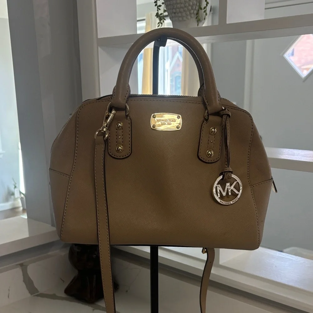 Michael Kors Saffiano Small Brown Genuine Leather Satchel